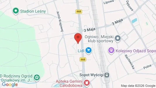 Kontorlokaler til leje i Sopot - kort over placeringen