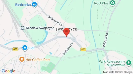 Kontorer til leie i Wrocław - kort over placeringen