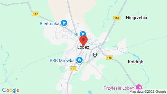 Office spaces for rent i Łobeski - kort over placeringen