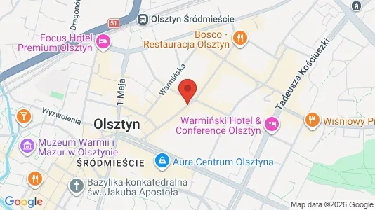 Kontorlokaler til leje i Olsztyn - kort over placeringen