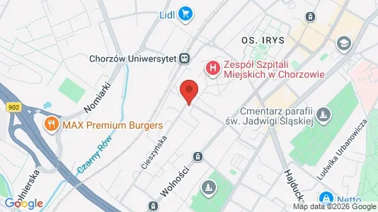 Office spaces for rent i Chorzów - kort over placeringen