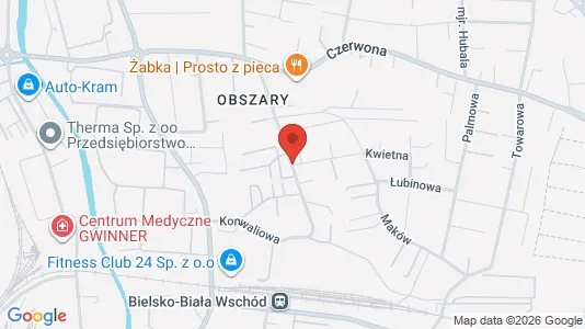 Kontorlokaler til leje i Bielsko-Biała - kort over placeringen