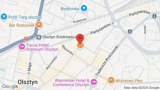 Kontorlokaler til leje i Olsztyn - kort over placeringen
