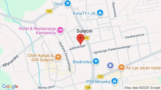 Office spaces for rent i Sulęciński - kort over placeringen