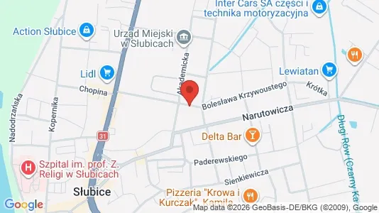 Kontorlokaler til leje i Słubicki - kort over placeringen