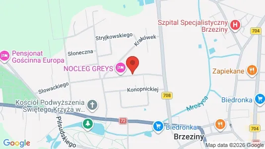 Kontorlokaler til leje i Brzeziński - kort over placeringen