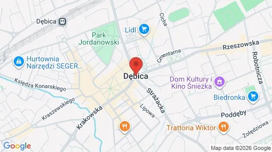 Office spaces for rent i Dębicki - kort over placeringen