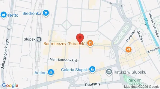 Kontorlokaler til leje i Słupsk - kort over placeringen