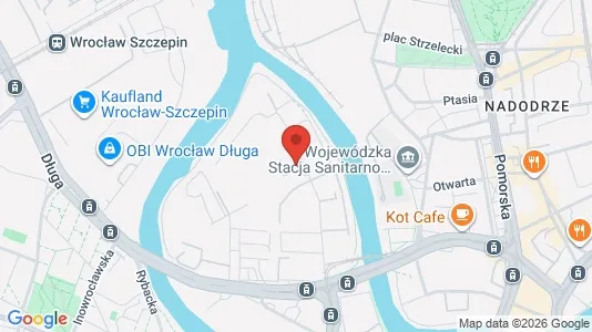 Office spaces for rent i Wrocław - kort over placeringen