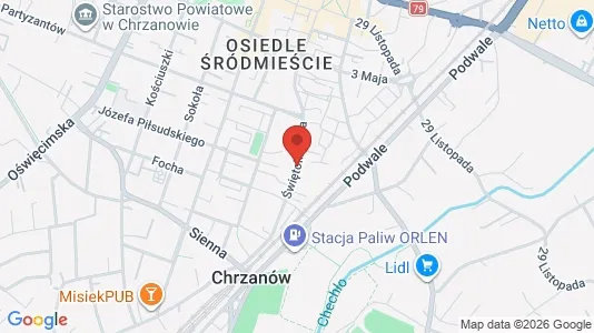 Office spaces for rent i Chrzanowski - kort over placeringen