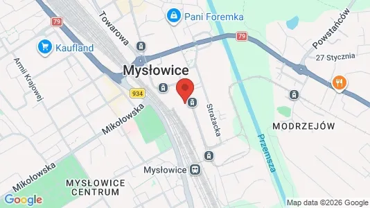 Office spaces for rent i Mysłowice - kort over placeringen
