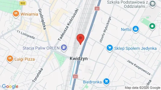 Kontorlokaler til leje i Kwidzyński - kort over placeringen