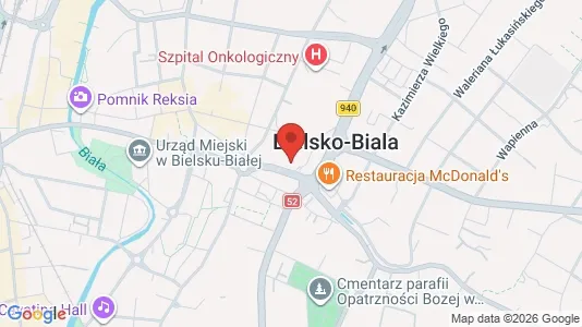 Kontorlokaler til leje i Bielsko-Biała - kort over placeringen