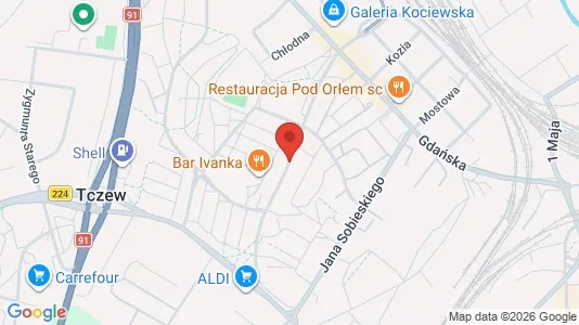 Office spaces for rent i Tczewski - kort over placeringen