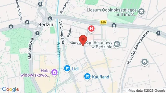 Kontorer til leie i Będziński - kort over placeringen