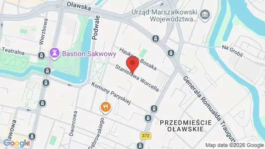 Kontorer til leie i Wrocław - kort over placeringen