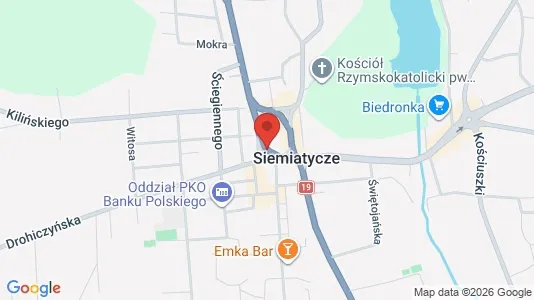 Office spaces for rent i Siemiatycki - kort over placeringen