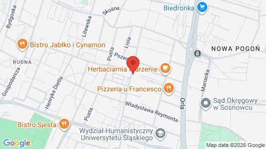 Büros zur Miete i Sosnowiec - kort over placeringen