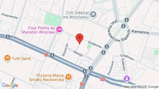 Kantorruimte te huur i Wrocław - kort over placeringen