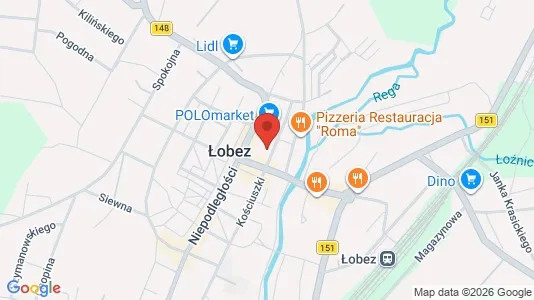 Office spaces for rent i Łobeski - kort over placeringen