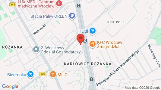 Office spaces for rent i Wrocław - kort over placeringen