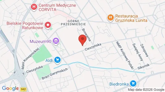 Kontorer til leie i Bielsko-Biała - kort over placeringen