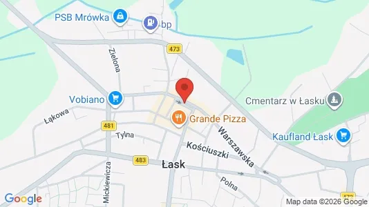 Toimistotilat Vuokrattavana i Łaski - kort over placeringen