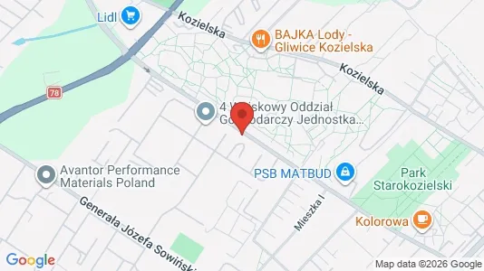 Office spaces for rent i Gliwice - kort over placeringen