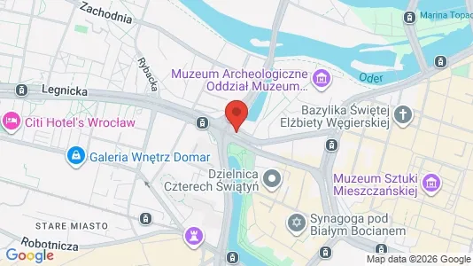 Office spaces for rent i Wrocław - kort over placeringen
