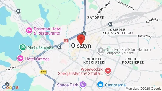 Toimistotilat Vuokrattavana i Olsztyn - kort over placeringen