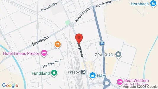 Propiedades comerciales En alquiler i Prešov - kort over placeringen