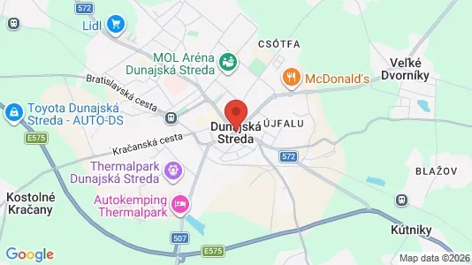 Commercial properties for rent i Dunajská Streda - kort over placeringen