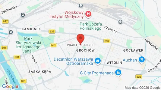 Kaupat Vuokrattavana i Varsova Praga-Południe - kort over placeringen
