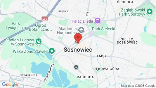 Ladenlokale zur Miete i Sosnowiec - kort over placeringen