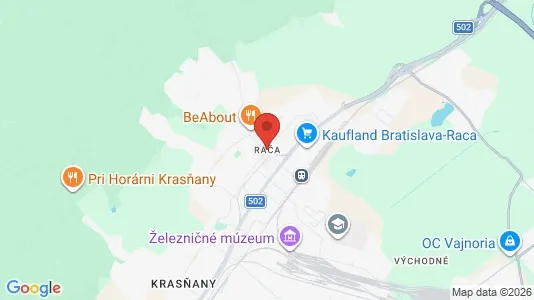 Lokaler til leje i Bratislava Rača - kort over placeringen