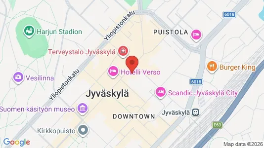 Kontorlokaler til leje i Jyväskylä - kort over placeringen