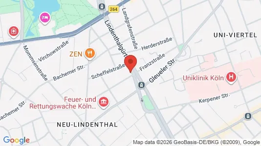 Lokaler til leje i Köln Lindenthal - kort over placeringen