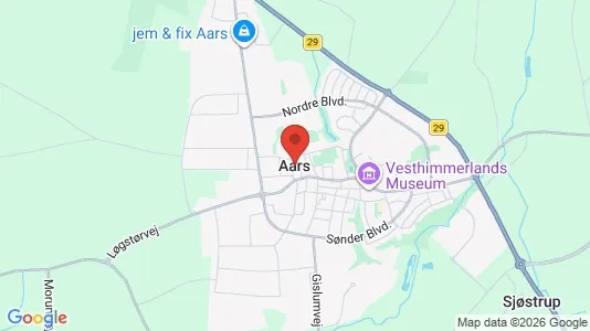 Shops for rent i Aars - kort over placeringen