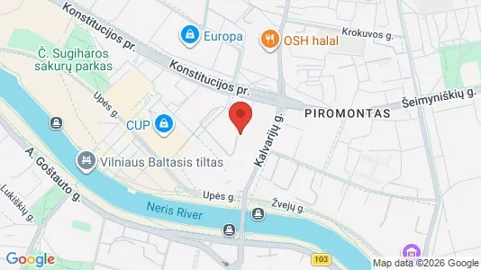 Commercial properties for rent i Vilnius Šnipiškės - kort over placeringen