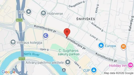 Kontorlokaler til leje i Vilnius Šnipiškės - kort over placeringen