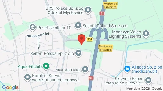 Kantorruimte te huur i Mysłowice - kort over placeringen