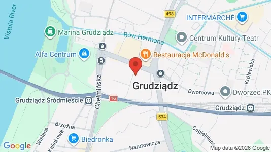 Espacios de oficina En alquiler i Grudziądz - kort over placeringen