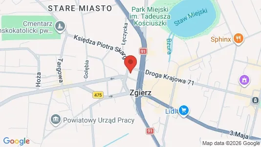 Office spaces for rent i Zgierski - kort over placeringen