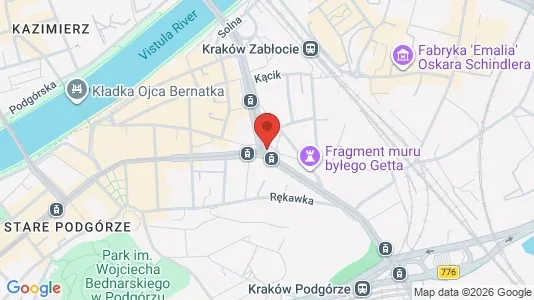Kontorlokaler til leje i Kraków Podgórze - kort over placeringen