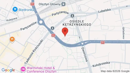 Kontorlokaler til leje i Olsztyn - kort over placeringen
