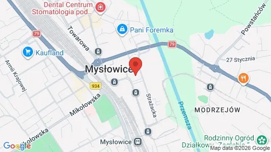 Büros zur Miete i Sosnowiec - kort over placeringen