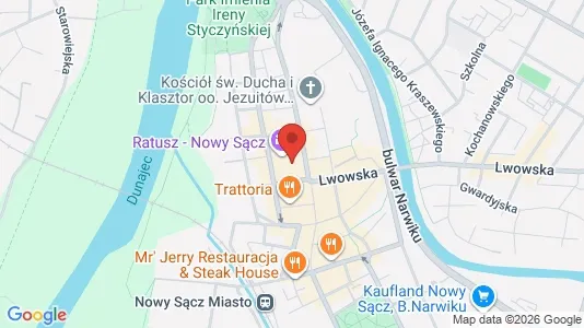 Office spaces for rent i Nowy Sącz - kort over placeringen