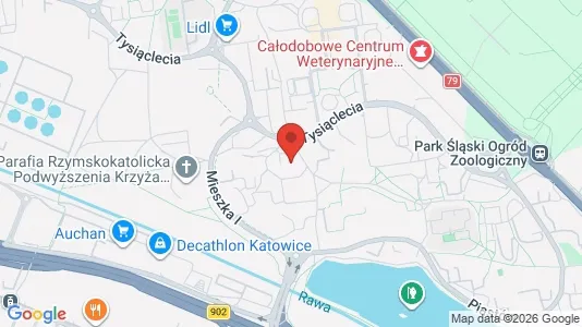 Office spaces for rent i Katowice - kort over placeringen