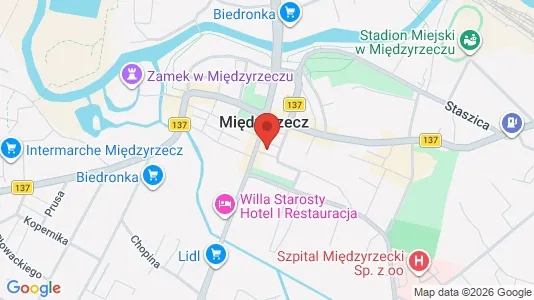 Kontorlokaler til leje i Międzyrzecki - kort over placeringen