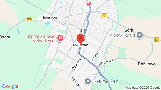 Kontorslokaler för uthyrning i Kwidzyński - kort over placeringen